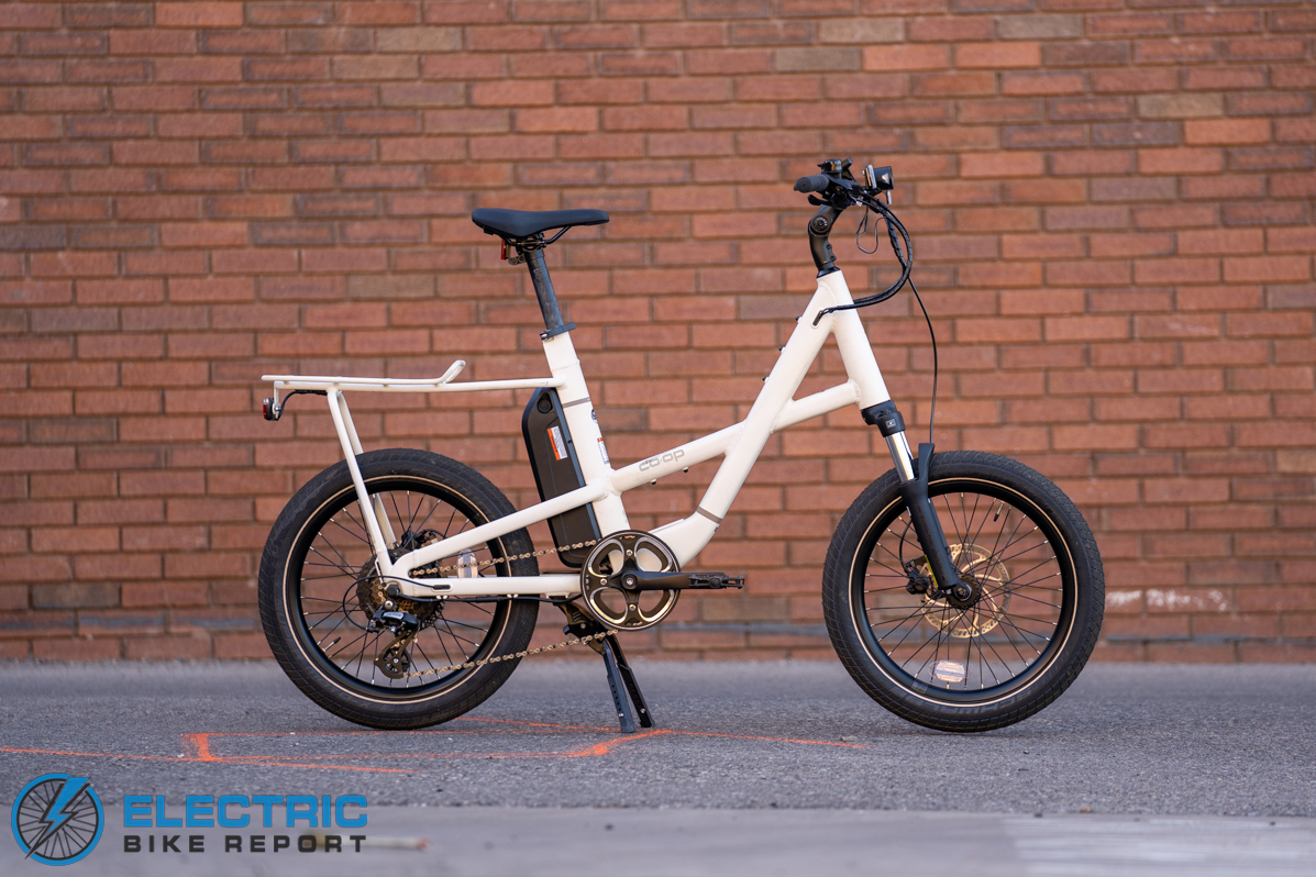 Co-ops Cycles Generation e1  profile shot with double kickstand down